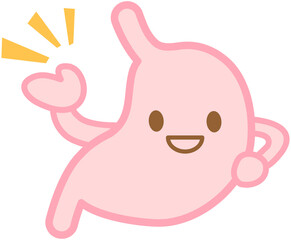 Cartoon stomach illustration - happy and healthy stomach