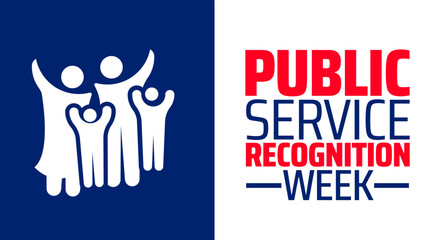 public service recognition week background banner or poster design template. observed every year in May. Holiday concept. Use to any Template, card, poster, placard, template.