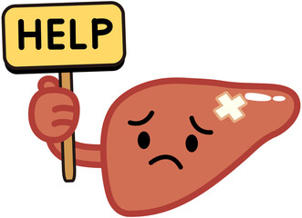 Cartoon liver icon - liver asking for help