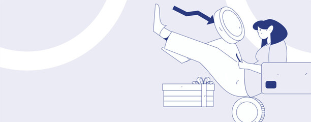 Internet financial management investment flat vector concept operation hand drawn illustration
