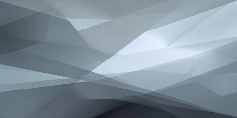 Obraz premium Abstract grayscale geometric background with overlapping translucent polygons creating depth and a minimalist design, ideal for modern presentations or website banners