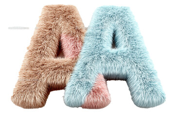 single "alphabet" created using soft fur texture in pastel colors, plush and cozy, fully isolated and centered on a 
