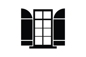 Simple window art silhouettes vector with white background