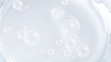 Clear gel serum texture. Liquid skincare cream background. Cosmetic gel product with bubbles close up Generative AI