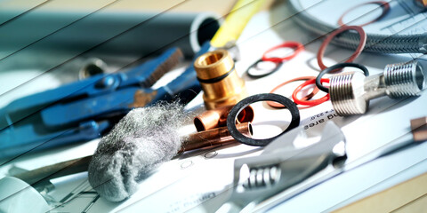 Concept of plumbing, geometric pattern