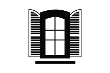 Simple window art silhouettes vector with white background