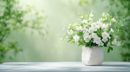 Fototapeta premium Fresh white flowers in a vase, springtime
