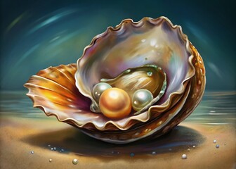 Open Oyster Shell with Pearl, Coastal Decor, Ocean Treasure, National Oyster Day Graphic