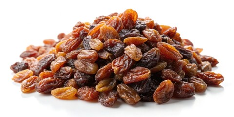 Obraz premium Architectural Photography: Still Life Raisin Pile, White Background, Macro Shot, Food Photography, Closeup
