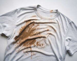 White shirt stained with mud