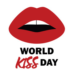 World Kiss Day Celebration with Red Lips Illustration. The vector design celebrates the spirit of the day, emphasizing love and affection in graphic form.