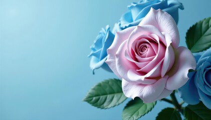 Fototapeta premium Stunning artificial rose bouquet, vibrant blue and white Perfect Valentine's or wedding detail , floral, colorful, vibrant