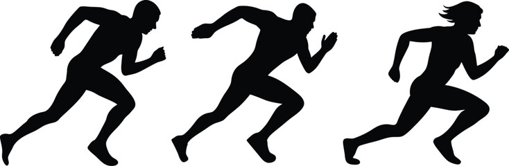 Silhouettes of Runners Sprint Race Athletes Competition Fitness Sport