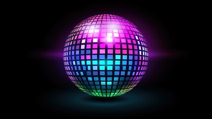 Vibrant disco ball casting colorful reflections, celebrating dynamic energy and abstract party vibes