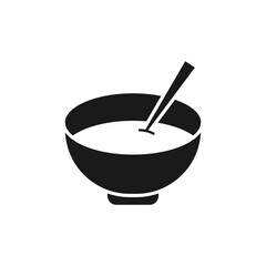 Soup bowl with spoon icon isolated on white background