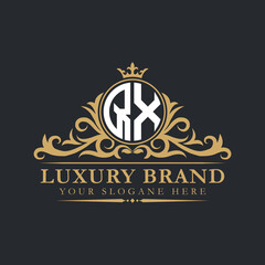 Luxury letter logo with crown initial monogram calligraphic.
