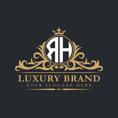 Luxury letter logo with crown initial monogram calligraphic.
