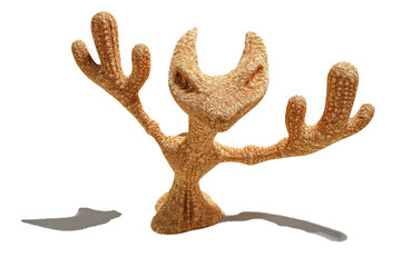 single desert alien with sandstone-textured skin and cactus-like appendages, standing on neutral tone base with cast shadows, clean 