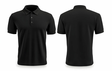 A stylish black polo shirt displayed from the front and back, perfect for casual or semi-formal occasions. Ideal for fashion and apparel photography.
