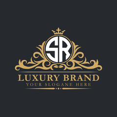 Luxury letter logo with crown initial monogram calligraphic.
