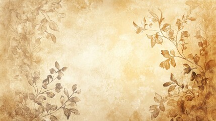 Golden vellum backdrop with calligraphic baroque patterns