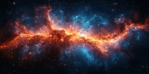 Obraz premium Cosmic explosion of colors in a vibrant galaxy showcasing bright stars and swirling gases during a stellar formation event