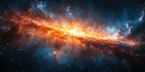 Dazzling cosmic display of a spiral galaxy with vibrant colors and celestial formations in deep space at night