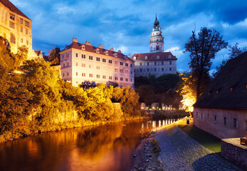 Czech republic - Cesky Krumlov city with church and castle