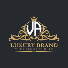 Luxury letter logo with crown initial monogram calligraphic.
