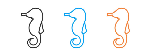 Seahorse icon set isolated on white background
