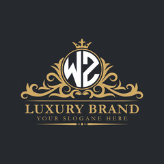 Luxury letter logo with crown initial monogram calligraphic.
