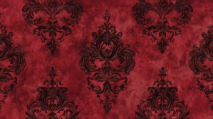 Crimson damask background with Renaissance patterns and glowing light