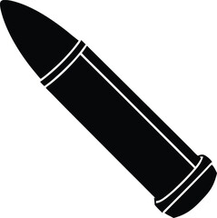 Ammunition Bullet in Black | Tactical Silhouette Vector for Print, Military & Design Projects