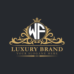 Luxury letter logo with crown initial monogram calligraphic.
