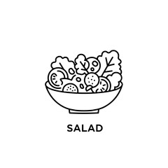 Fresh salad bowl icon with various vegetables on a white background
