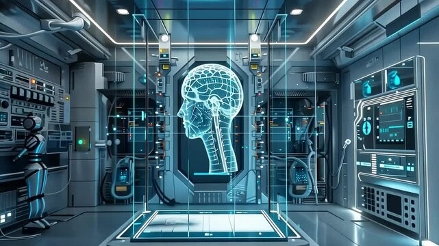 Exploring futuristic technology in a high-tech lab showcasing artificial intelligence and its potential Generative AI