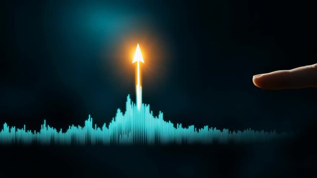 Upward Growth Arrow in Sound Wave Visualization
