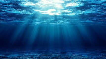 Underwater Sunlight Illuminating Ocean Floor Creating a Dramatic and Serene Scene