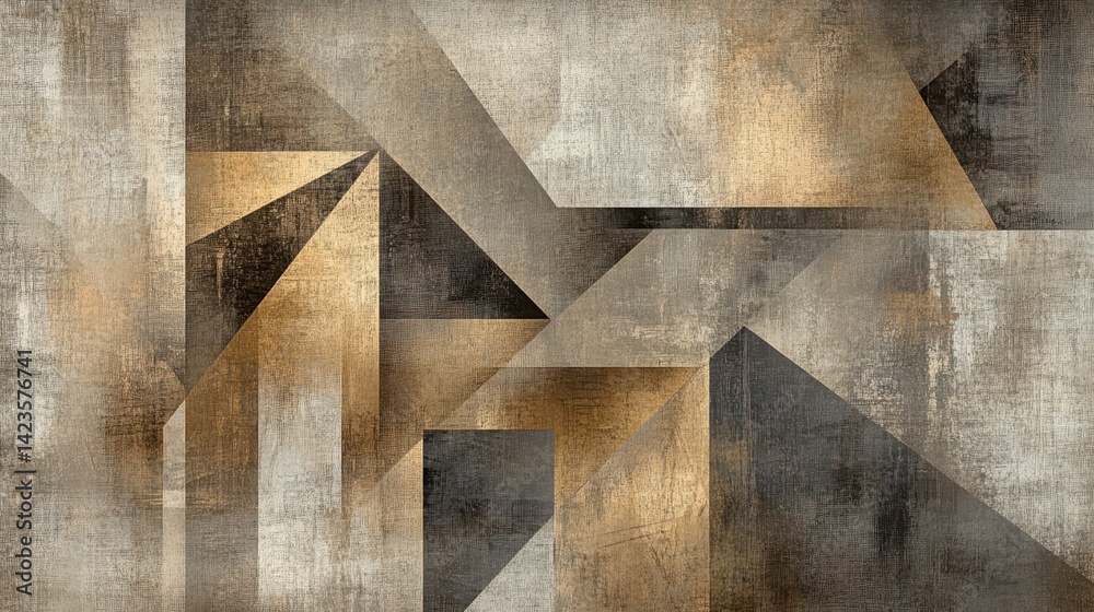 Sticker muted cubist wallpaper with structured forms and soft backdrop