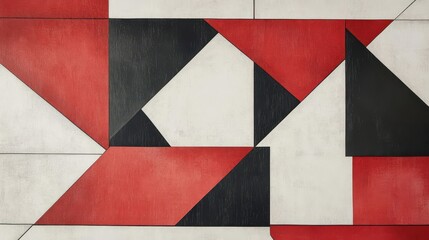 Fototapeta premium High-contrast wallpaper with red-black-white geometry on textured backdrop