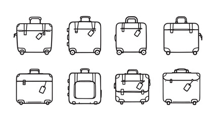 Hand Luggage with Tags line art illustration travel accessories design
