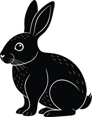 Cute Bunny in Black | Rabbit Silhouette Vector for Print, Easter Crafts & Animals Vector File
