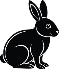 Cute Bunny in Black | Rabbit Silhouette Vector for Print, Easter Crafts & Animals Vector File