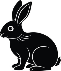Cute Bunny in Black | Rabbit Silhouette Vector for Print, Easter Crafts & Animals Vector File