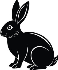 Cute Bunny in Black | Rabbit Silhouette Vector for Print, Easter Crafts & Animals Vector File