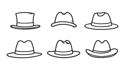 hats line art elegant and trendy outline of fashionable headgear