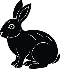 Cute Bunny in Black | Rabbit Silhouette Vector for Print, Easter Crafts & Animals Vector File