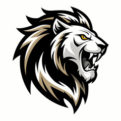 Lion head logo, fierce roaring lion
