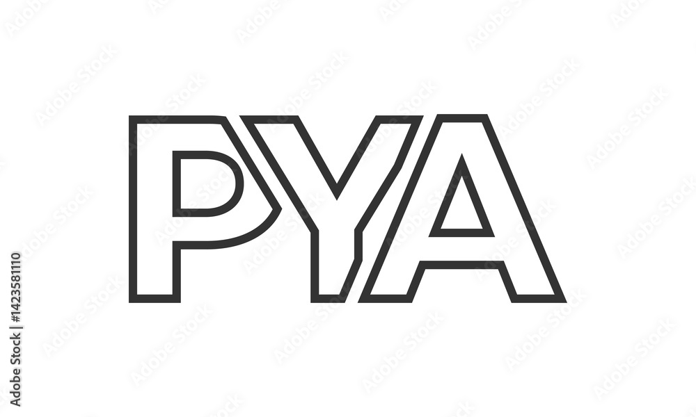 Fototapete PYA logo design template with strong and modern bold text. Initial based vector logotype featuring simple and minimal typography. Trendy company identity.