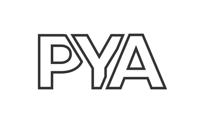PYA logo design template with strong and modern bold text. Initial based vector logotype featuring simple and minimal typography. Trendy company identity.